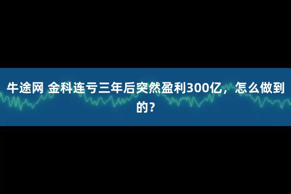 牛途网 金科连亏三年后突然盈利300亿，怎么做到的？